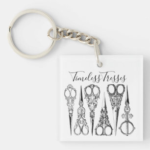 Victorian hairdresser sewing scissors elegant  keychain