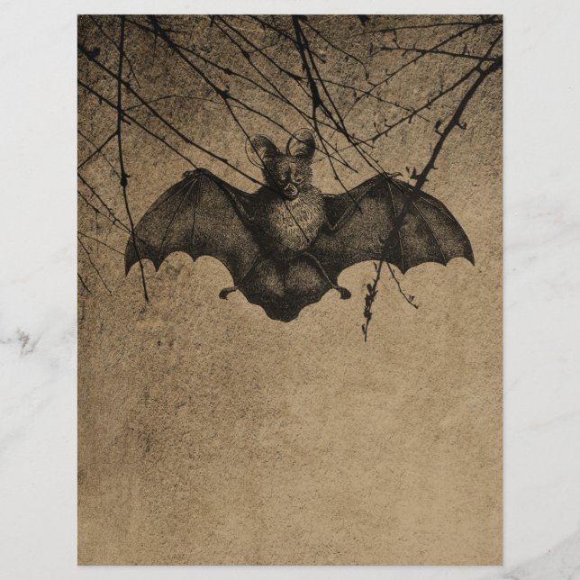 Victorian Halloween Bat Scrapbook Paper (Front)