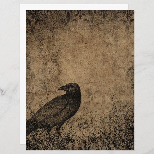 Victorian Halloween Gothic Raven Scrapbook Paper (Front/Back)