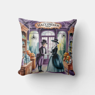 Victorian Halloween Shop, Retro Halloween Shop, Throw Pillow