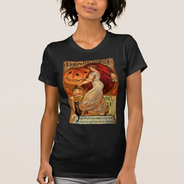 Victorian Halloween Witchery, Pumpkin T-Shirt (Front)
