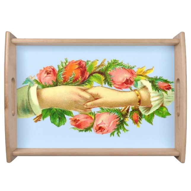 Victorian hands clasped print serving tray (Front)