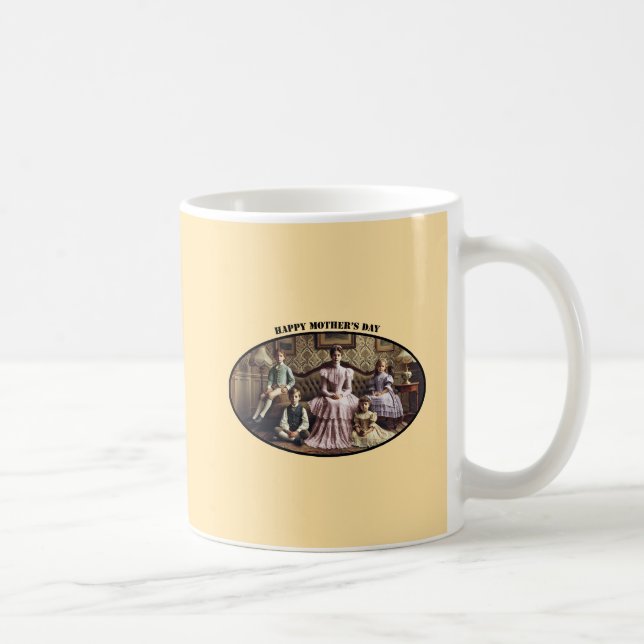 Victorian Happy Mother's Day Mom with Children URM Coffee Mug (Right)