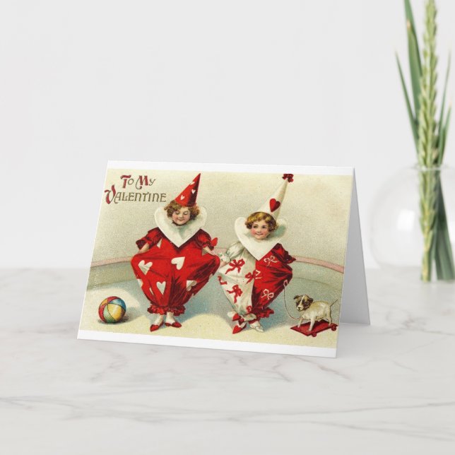 Victorian Harlequin Valentine's Day Card (Front)