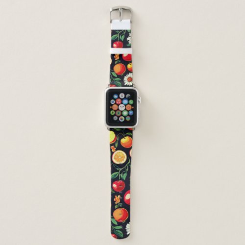 Victorian Harvest Black Floral Fruit Apple Watch  Apple Watch Band