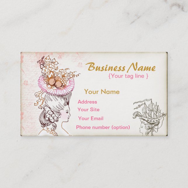 victorian hat Business Card Template (Front)