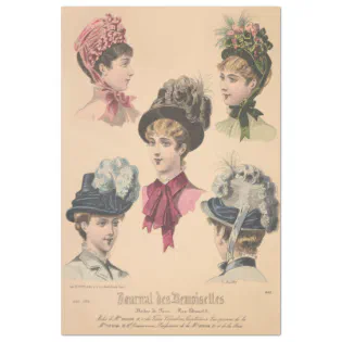 Victorian Hats Paris Fashion Vintage Decoupage Tissue Paper