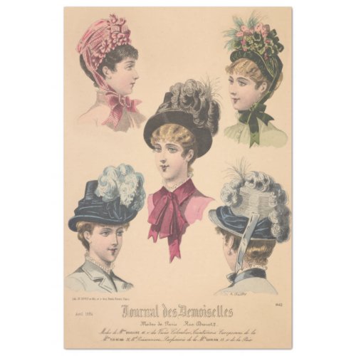 Victorian Hats Paris Fashion Vintage Decoupage Tissue Paper