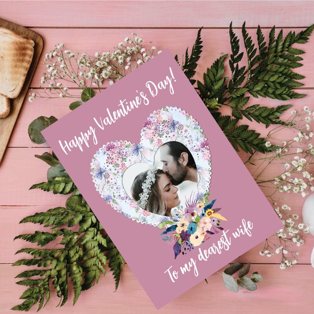 Victorian Heart Floral Happy Valentine's Day Wife Holiday Postcard (Creator Uploaded)