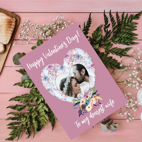 Victorian Heart Floral Valentines Day Wife Card