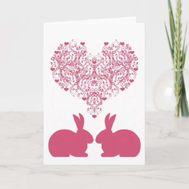 Victorian Heart with Bunnies Greeting Card (Front)