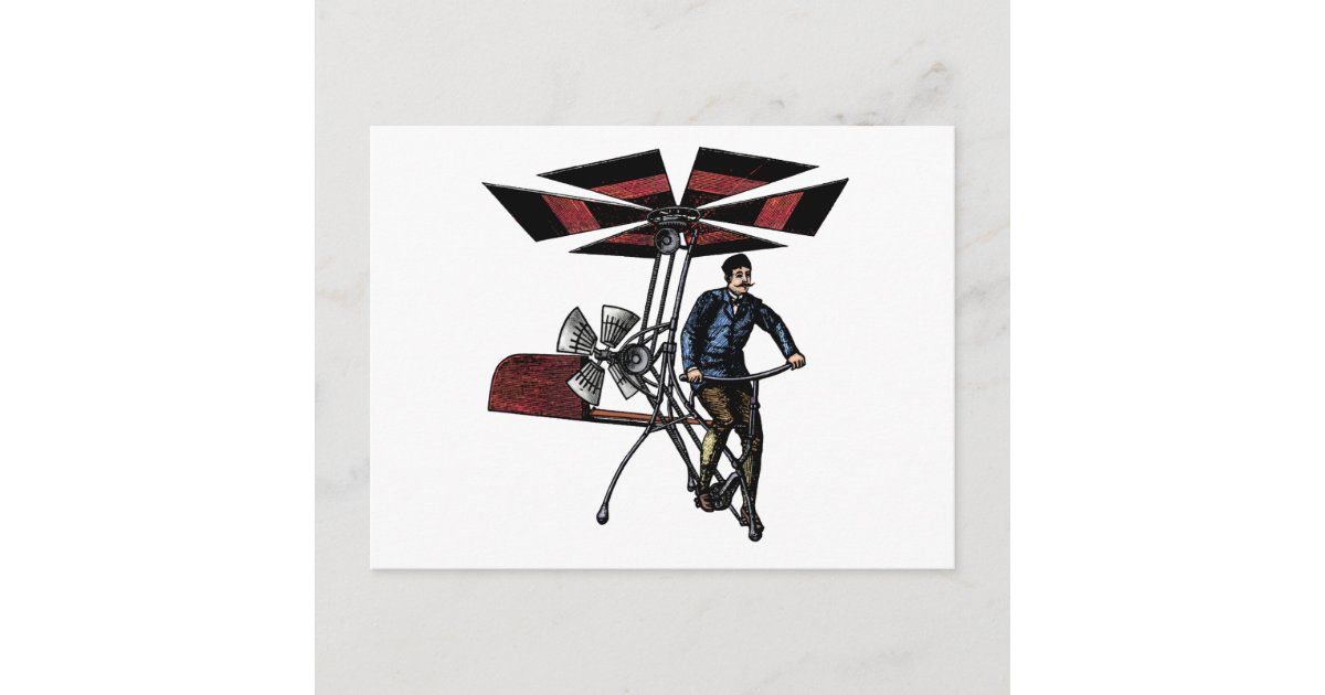 Victorian Helicopter Aircraft Contraption Postcard | Zazzle