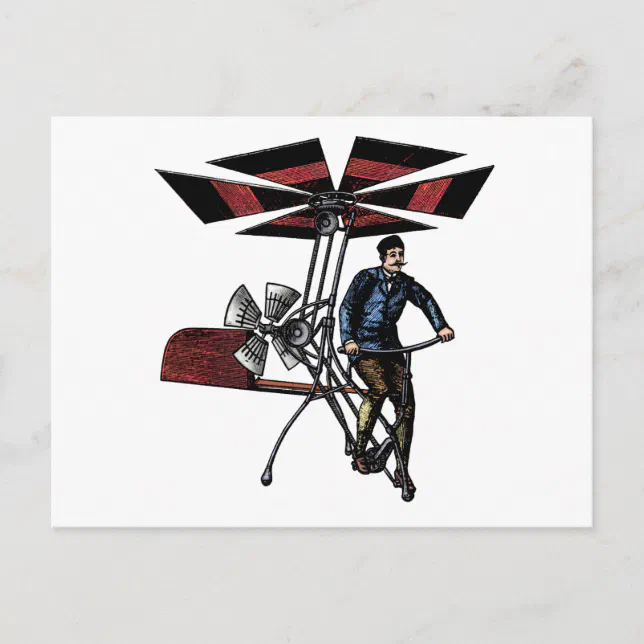 Victorian Helicopter Aircraft Contraption Postcard | Zazzle