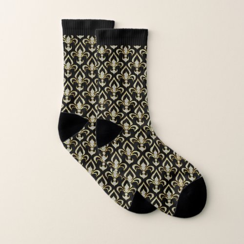 Victorian heraldic fleur_de_lis seamless pattern socks