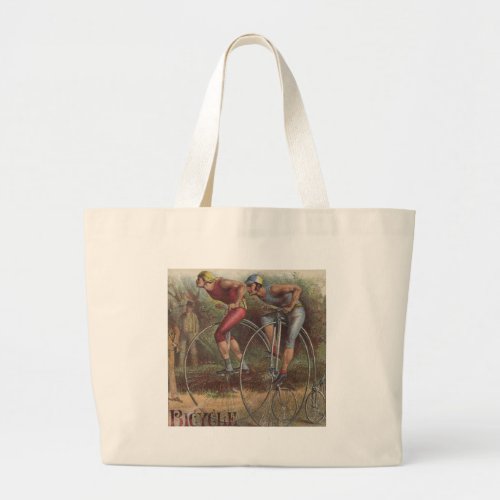 Victorian High Wheel Bicycles Large Tote Bag