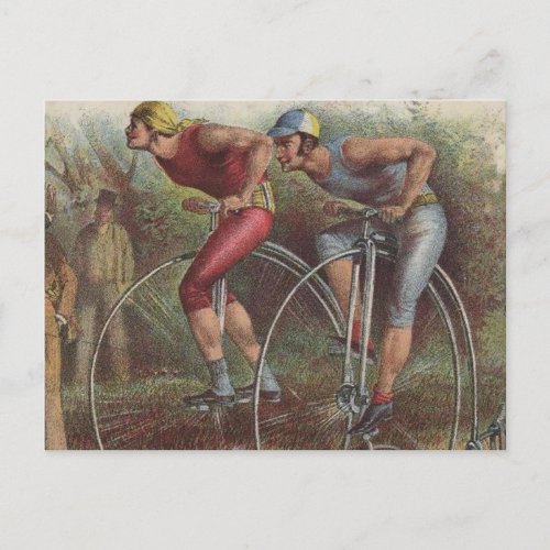 Victorian High Wheel Bicycles Postcard