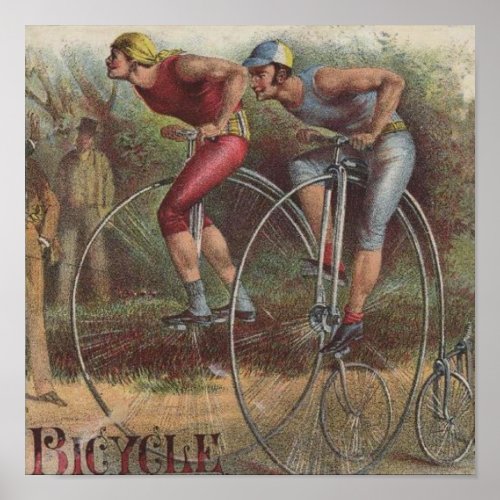 Victorian High Wheel Bicycles Poster