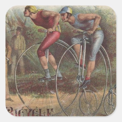 Victorian High Wheel Bicycles Square Sticker