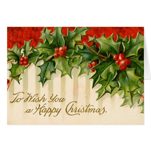 Victorian Holly Christmas Card | Zazzle