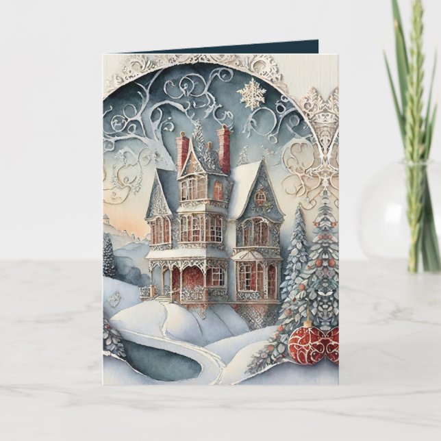 Victorian Home for Christmas Holiday Card (Front)
