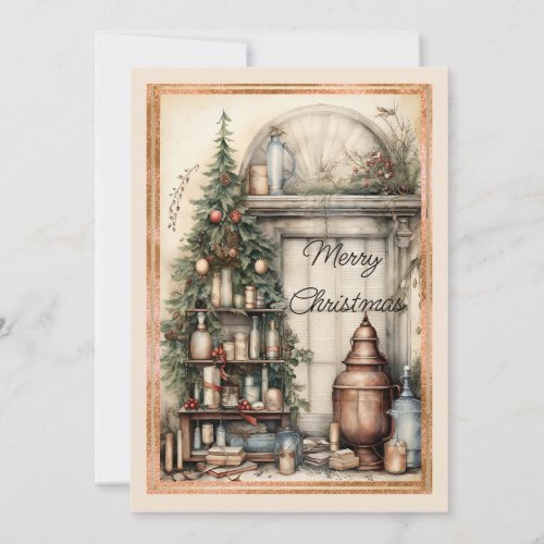 Victorian Home Furnishings Christmas Tree Holiday Card