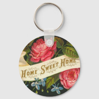 Victorian Home Sweet Home Roses Keychain