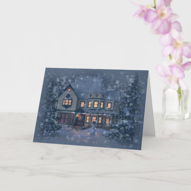 Victorian House Christmas Card (Orchid)