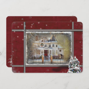 Victorian House Christmas Invitation