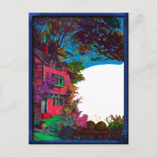 Victorian House Fall Art Postcard (Front)