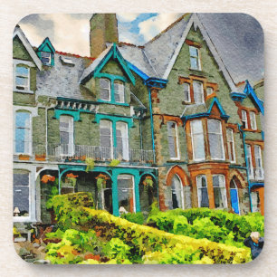 Victorian house in Keswick painted in watercolor Beverage Coaster