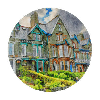 Victorian house in Keswick painted in watercolor Cutting Board