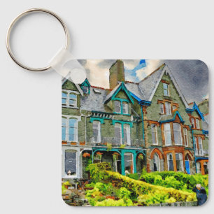 Victorian house in Keswick painted in watercolor Keychain