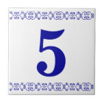 Victorian House Number Tile<br><div class="desc">Victorian House Number Tile - Blue on white with a culy cue border.</div>