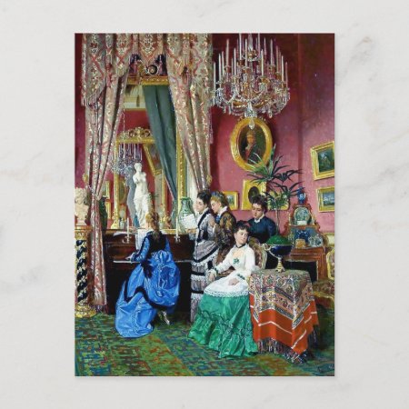 Victorian House Party Women Men Music Painting Postcard