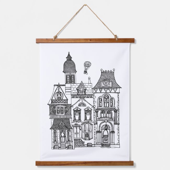 Victorian Houses Line Art You Color