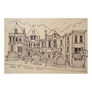 Victorian Houses   San Francisco, California Wood Wall Art