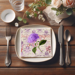 Victorian Hydrangea Ephemera Decoupage Paper Dinner Napkins
