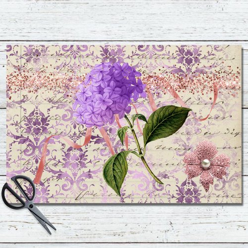 Victorian Hydrangea Ephemera Decoupage Tissue Paper