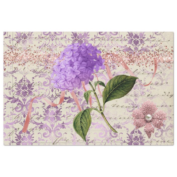 Victorian Hydrangea Ephemera Decoupage Tissue Paper