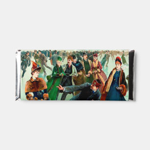 Victorian ice skating vintage winter scene hershey bar favors
