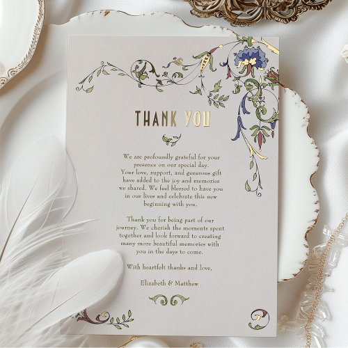 Victorian Illuminated Gold Foil Thank You Card