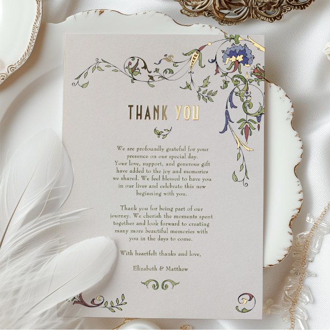 Victorian Illuminated Gold Foil Thank You Card (Creator Uploaded)