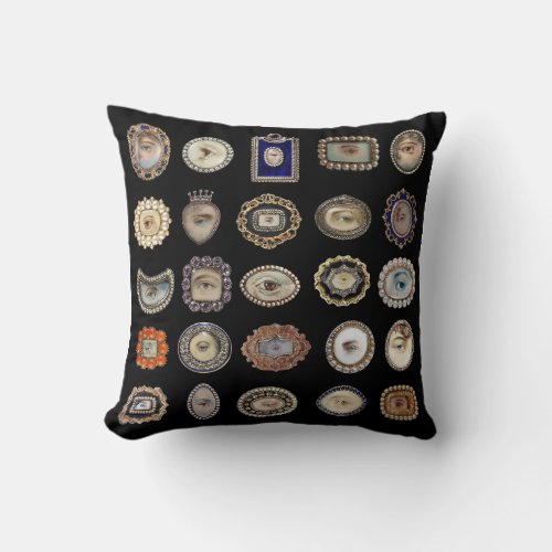 Victorian Inspired Lovers Eye collection on black Throw Pillow