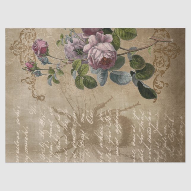 Victorian Inspired Purple Roses and Beetle Tissue Paper (Front)