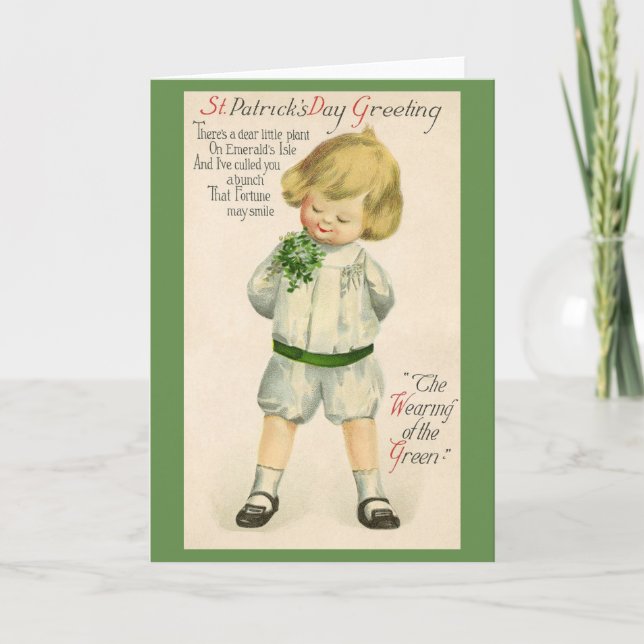 Victorian Irish Boy St. Patrick's Day Card (Front)