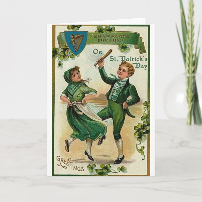 Victorian Irish Jig St. Patrick's Day Card (Front)