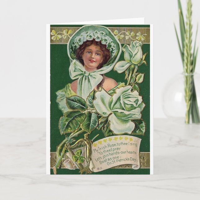 Victorian Irish Rose St. Patrick's Day Card (Front)