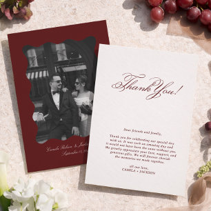Victorian Ivory and Burgundy Wedding Thank You Card