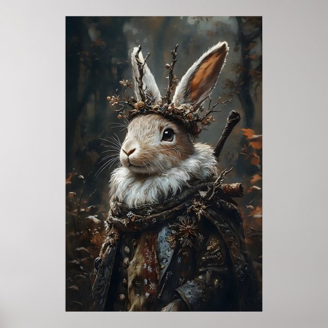 Victorian Jackalope Print, Dark Academia Rabbit Poster (Front)