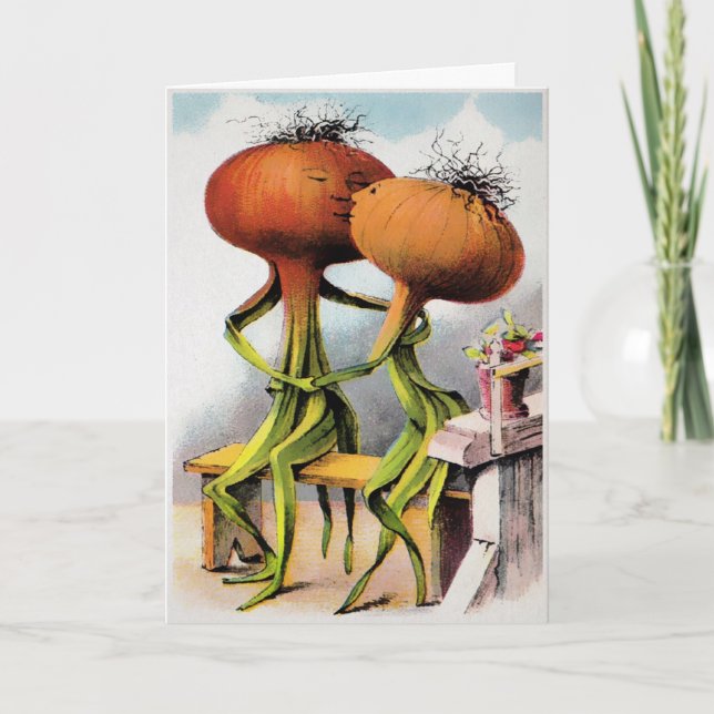 Victorian Kissing Onions Valentine's Day Card (Front)